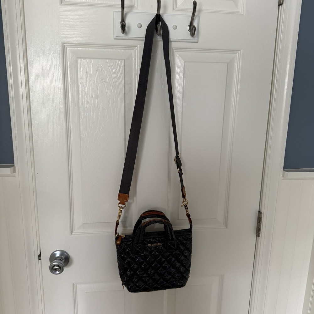 MZ Wallace Liquid Magnet Grey Mini Sutton Crossbody Bag Tote Purse Top Handle - Picture 14 of 15